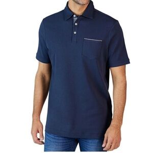 Tahari Men's Fine Cotton Interlock Short Sleeve Polo Polo Shirt Sz XL Blue NWOT